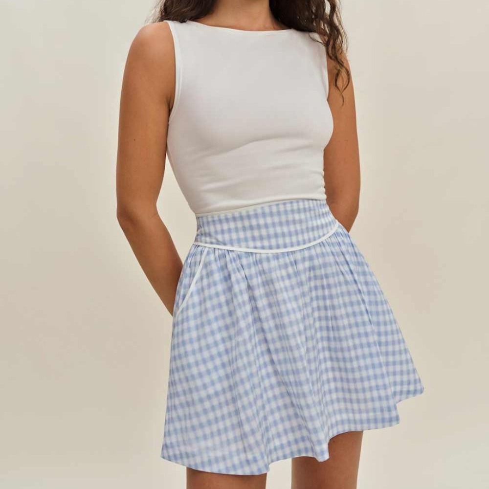 Reformation | NWT Piper Mini Skirt in Crystal Check Gingham